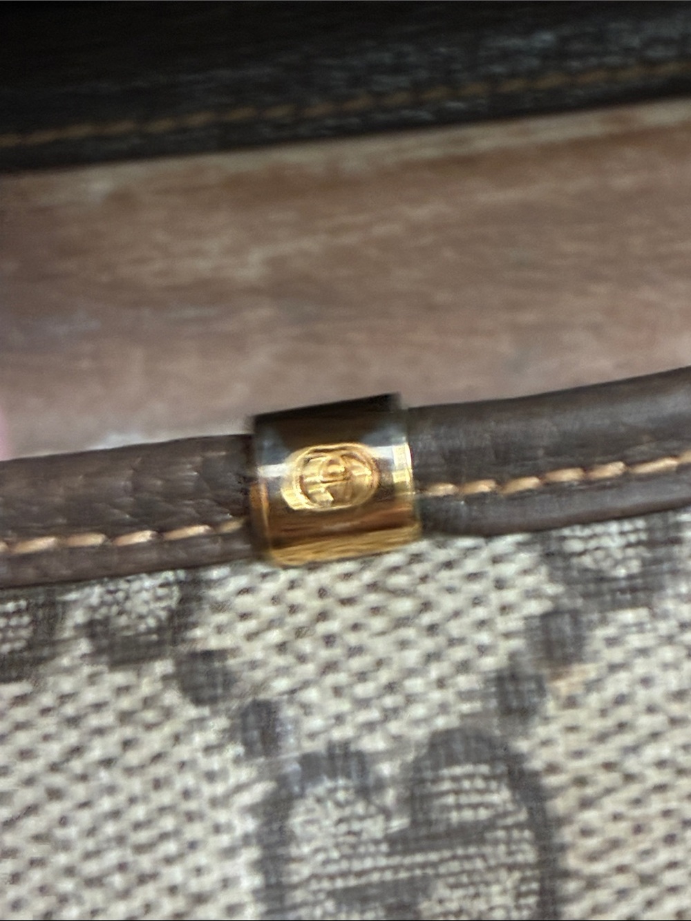 Gucci Beige Monogram Crossbody with Brown Leather Trim and Gold Buckle - Picture 7 of 13